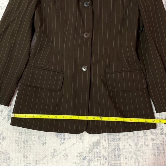 VTG Banana Republic Dark Brown Wool Pinstripe Blazer 4 - Picture 10 of 16